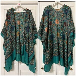 Floral Patterned Kimono Boho Lagenlook Fairy Grunge Forest One Size Viscose